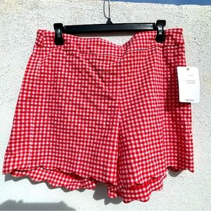 Zac & Rachel Pull On Scalloped Hem Red & White Check Short